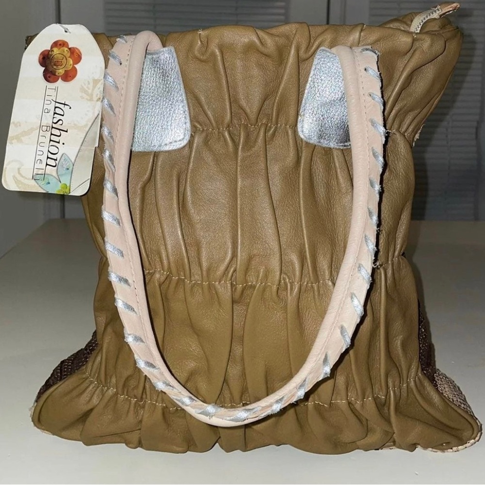 NWT Tina Brunelli Tan Calfskin Leather Hobo Bag